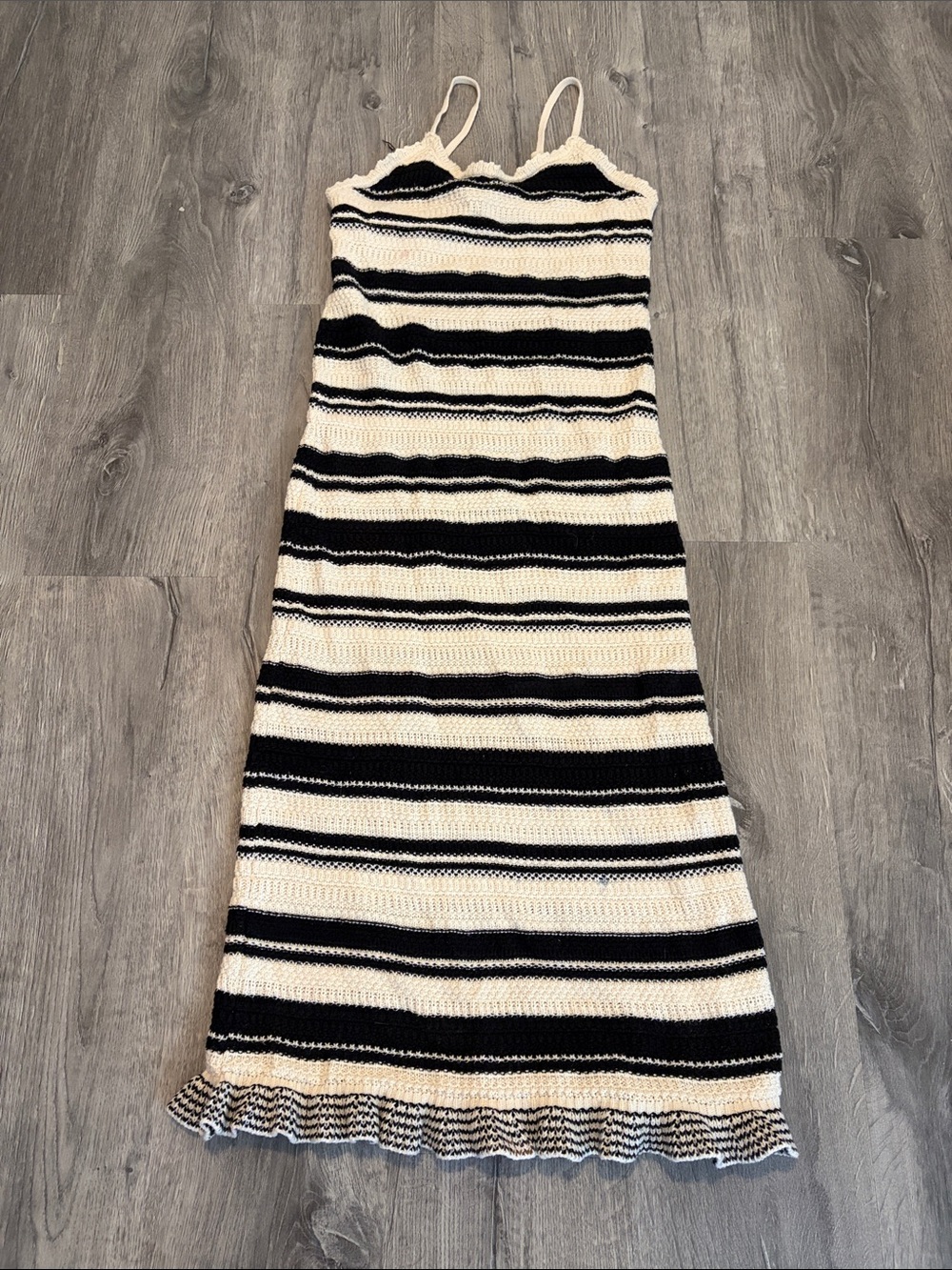 Striped Knit Maxi Dress in Ivory & Black - Women's